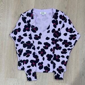 525 America Purple and Black Patterned V-Neck Sweater